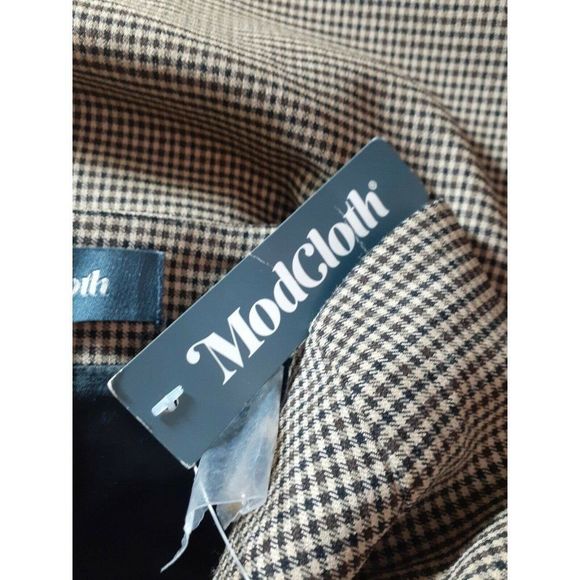 ModCloth Skirt Brown Checkered Long A Line Side Button Midi Lined Skirt Size 4 - Picture 9 of 10